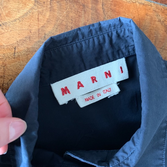 Marni Dark Blue Collared Button Down Dress - Picture 3 of 4